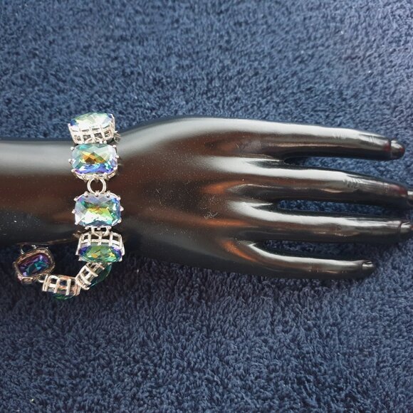 Stunning Vintage Rainbow Crystal 925 Sterling Silver “Shine Your Life” Bracelet - Picture 7 of 17
